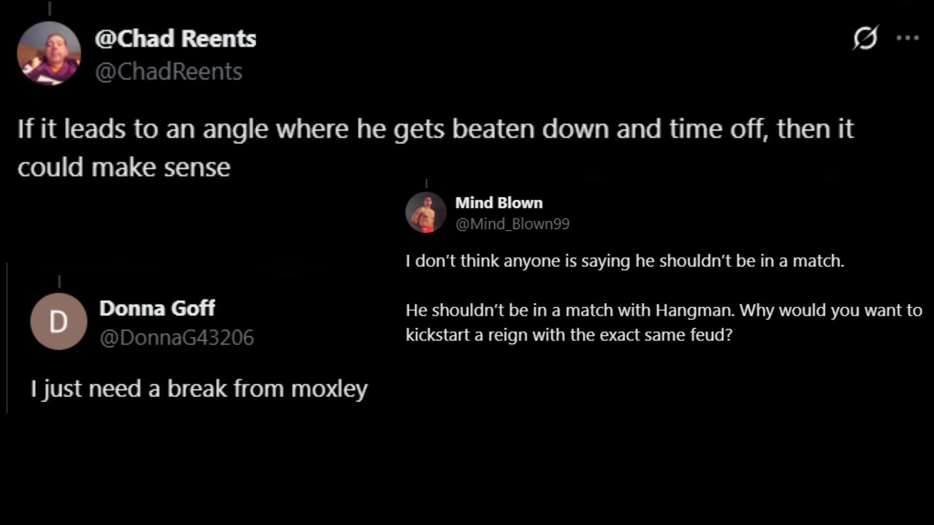 Fans react to Moxley's latest news. (Images via AEW Defender X)